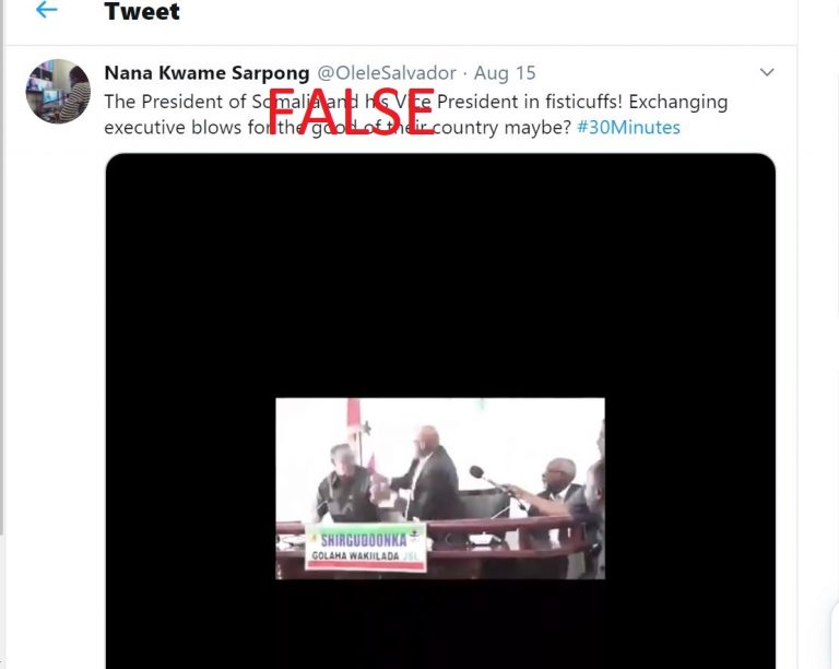 Trending video alleging Somalia’s president in fisticuffs with deputy is FALSE