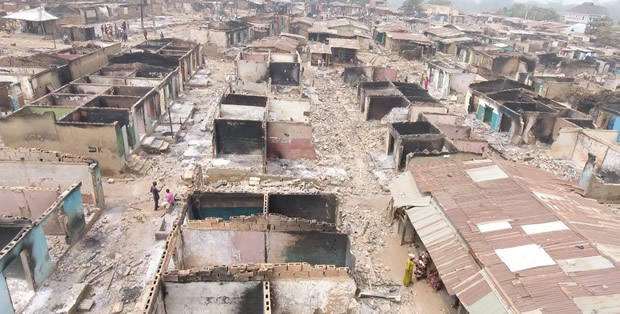 An aerial view of Shasha Market shortly after the crisis during the COVID-19 pandemic in Akinyele Local Government Area, Oyo State. (File Copy)