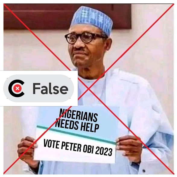 The viral fake image of Buhari canvassing support for Peter Obi.