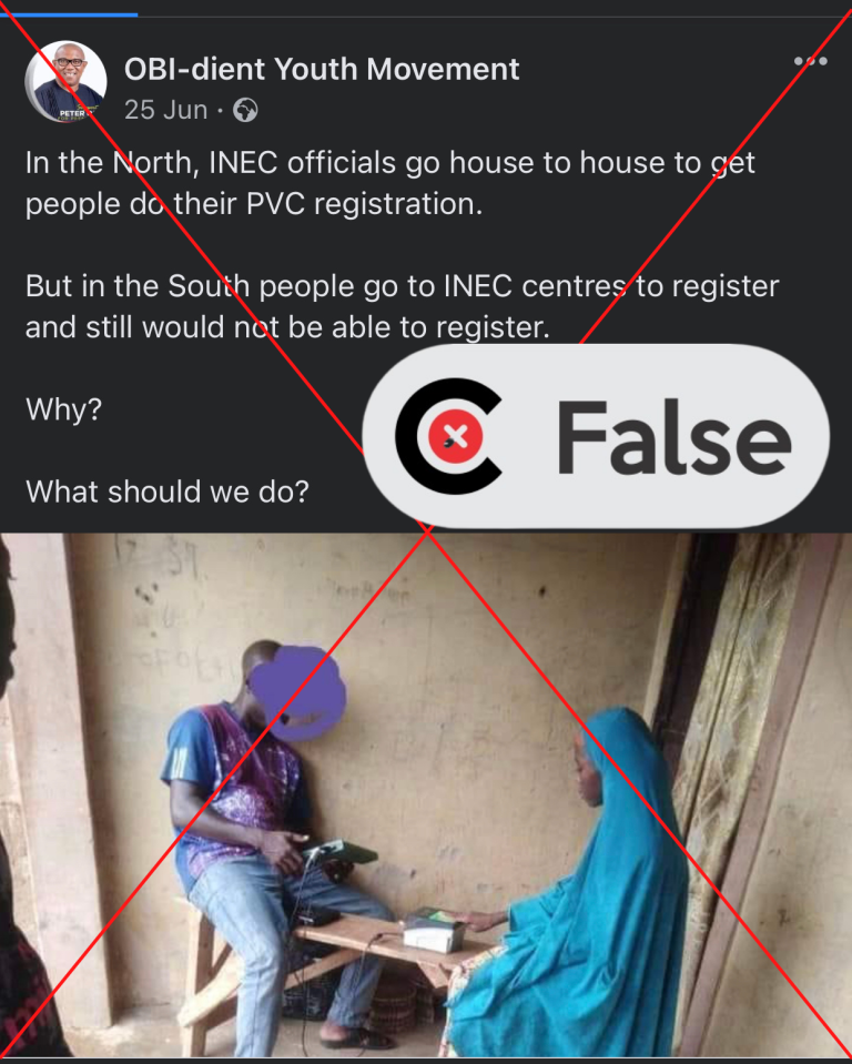 Claim that INEC is conducting house-to-house voter’s registration in Northern Nigeria is FALSE
