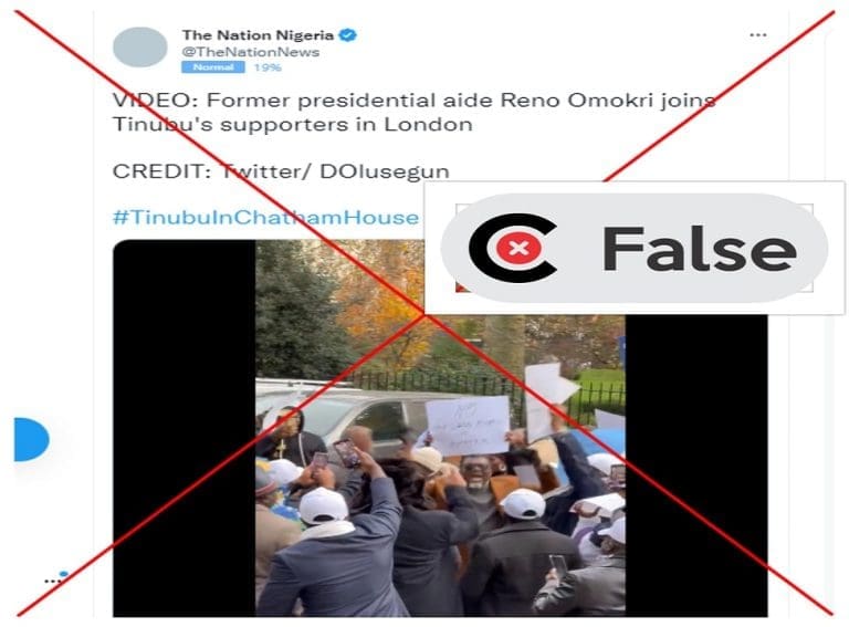 No, Video does not show Reno Omokri campaigning in support of Tinubu at Chatham House