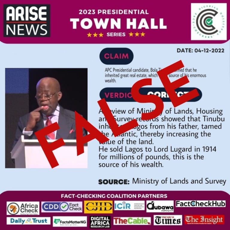 False Claim on Tinubu attributed to the Nigerian Fact-Checkers Coalition