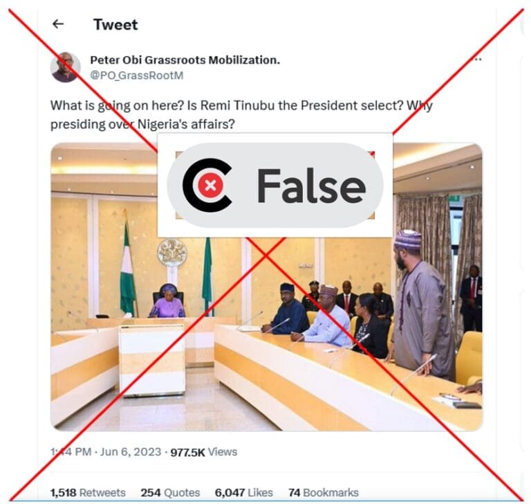 Photo does not show Remi Tinubu presiding over meeting in lieu of President Tinubu