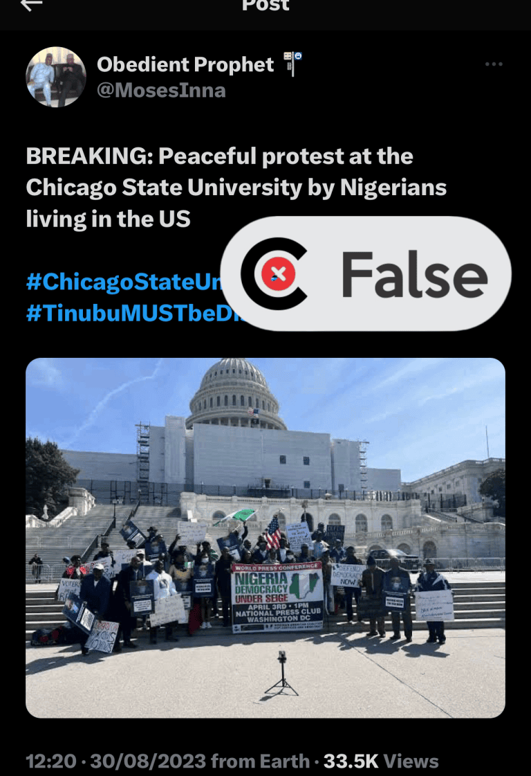 No, Photo does not show Nigerians in US protesting over Tinubu’s certificate