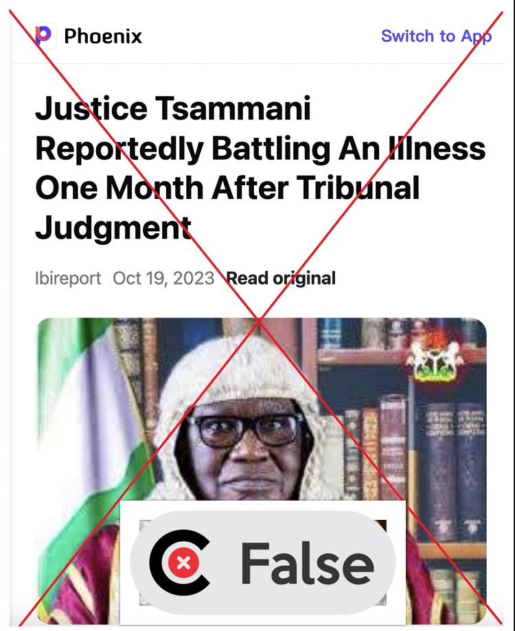 Screenshot from the online news blog, showing the claim. INSERT: False verdict.