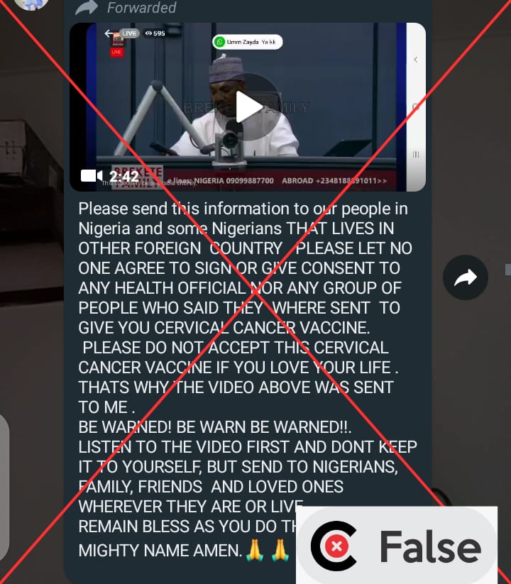 Screenshot of the viral video; Insert false verdict