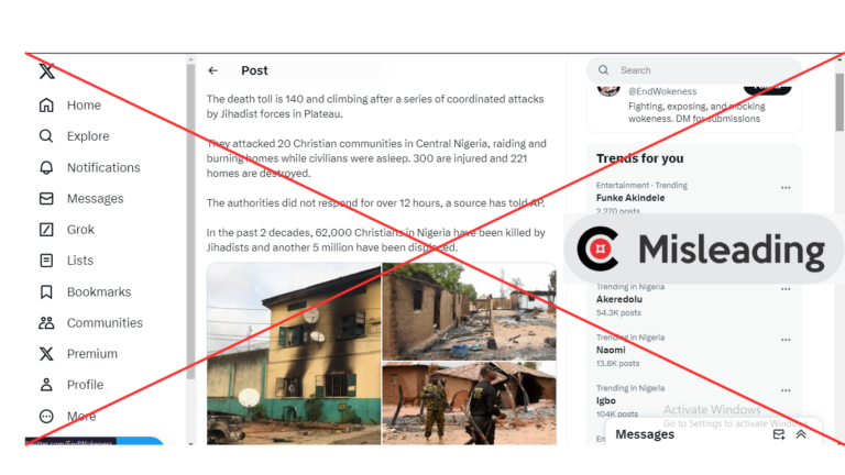 Screenshot of the viral post showing the three images. INSERT: Misleading verdict.