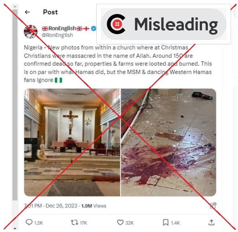 Screenshot of the viral images on X. INSERT: Misleading verdict.