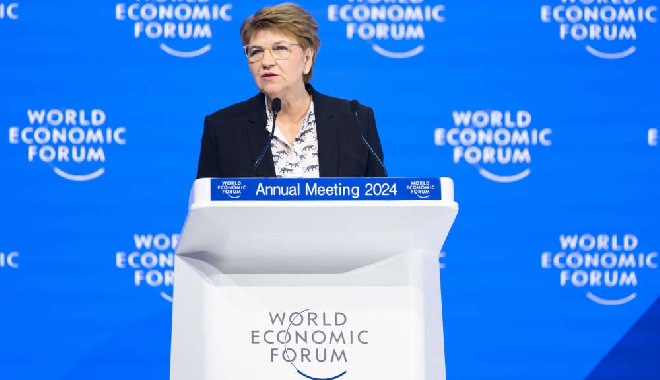 Viola Amherd, Swiss President attends the World Economic Forum in Davos on January 16, 2024.