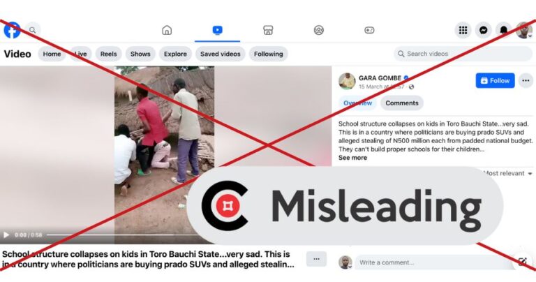 Screenshot of the viral video, retrieved on Facebook. INSERT: Misleading verdict.