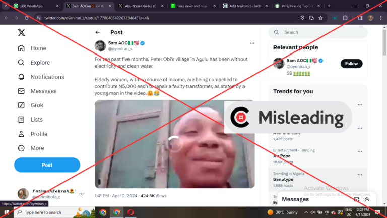 Screenshot of the claim; Insert, Misleading verdict