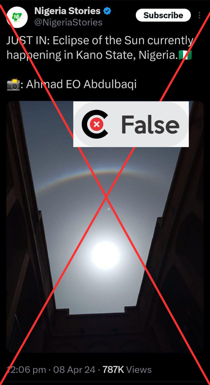 False claim circulates about solar eclipse taking place in Kano, Nigeria