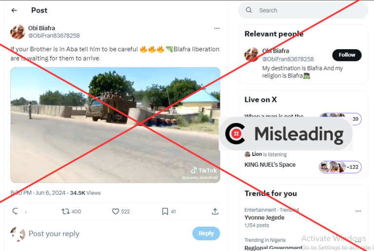 Screenshot of the claim extracted from the X post; Insert: MISLEADING verdict.