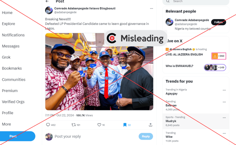 Photo does not show Obi inside train in Lagos with Sanwo-Olu