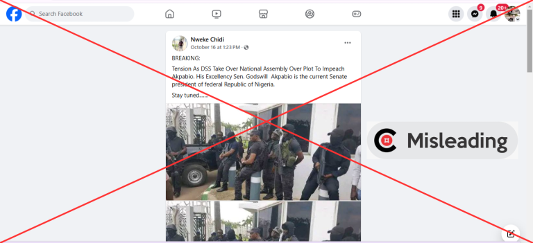 Screenshot of the claim extracted from Facebook. Insert: MISLEADING verdict.