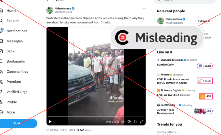 Viral video of protesters calling from military takeover is from Edo not Oyo
