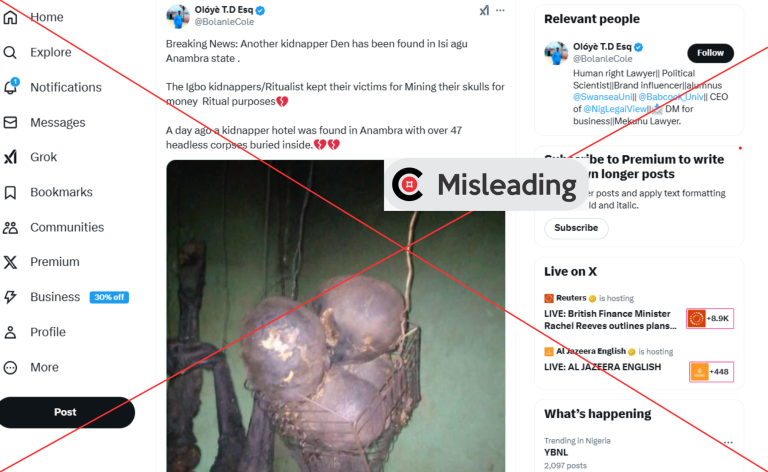 Screenshot of the viral post retrieved from X. INSERT: MISLEADING verdict.