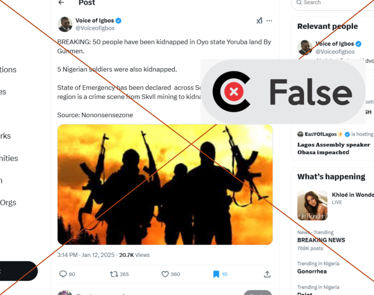 Claims of mass kidnapping in Oyo, state of emergency in South West are FALSE