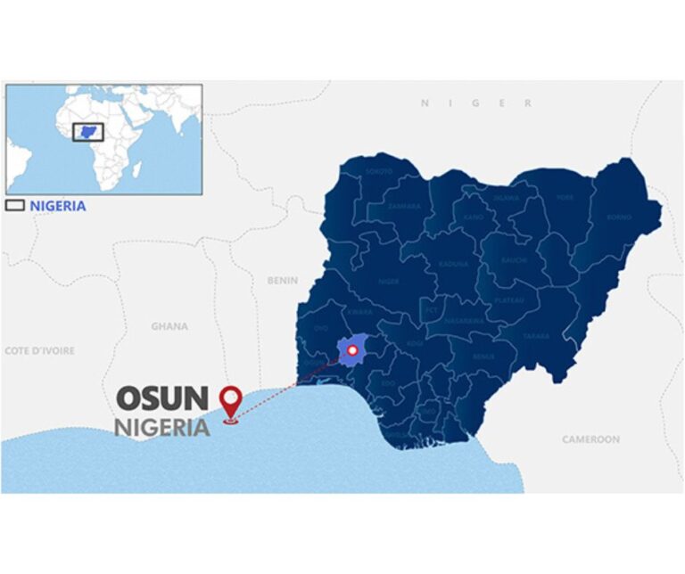 Map of Osun State, Nigeria.