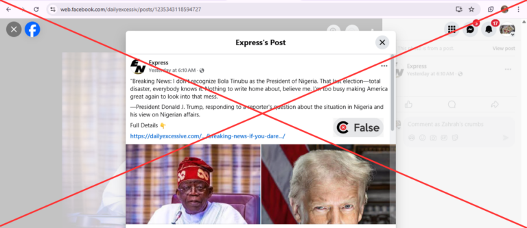 Trump does not recognise Tinubu as Nigeria’s president is false!
