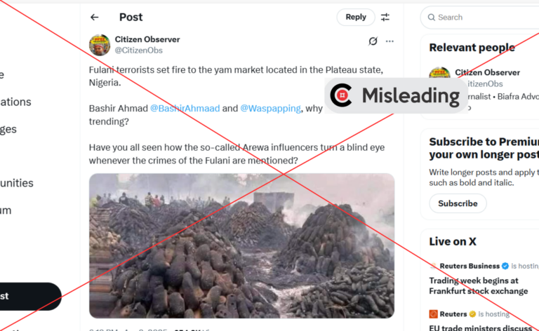 Photo of yam market set ablaze in Plateau is MISLEADING!