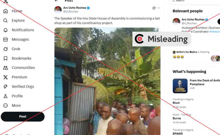 Did image show Imo house of assembly speaker commissioning a bet shop ?