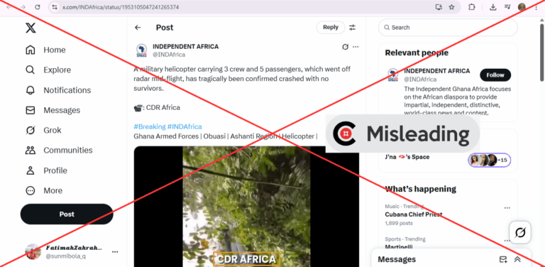 Screenshot of the claim; Insert MISLEADING Verdict