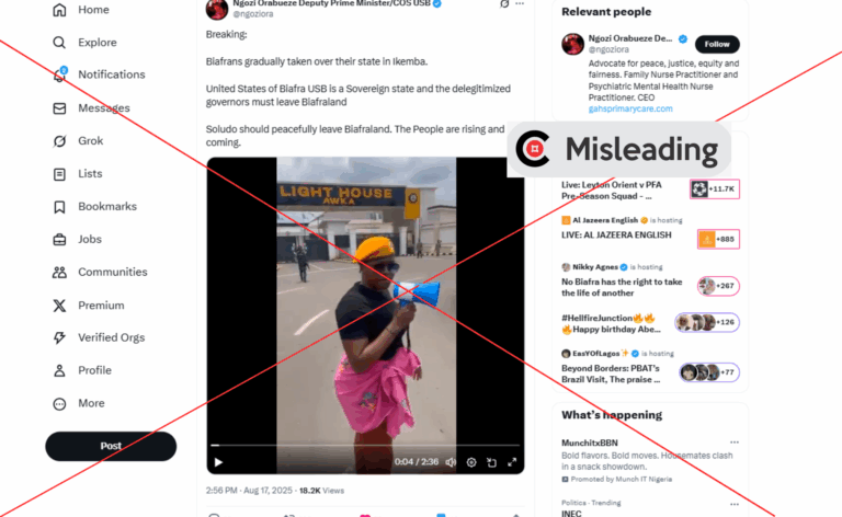 No, video does not show Biafrans taking over Anambra State