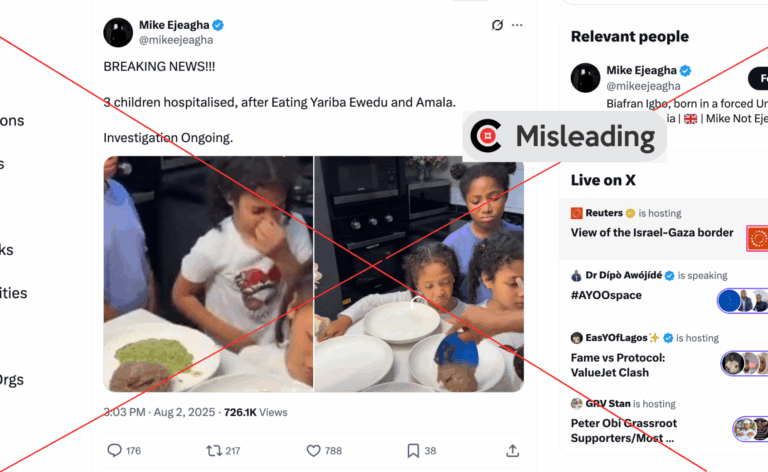 Viral photos of children ‘hospitalised’ after eating Ewedu and Amala are misleading