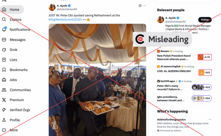 No, photo of Peter Obi serving food was not taken at Digital Media Summit