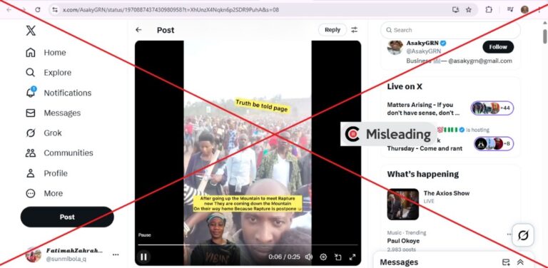 Screenshot of the claim extracted from TikTok; Insert Misleading verdict