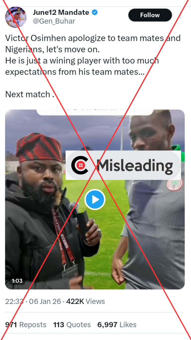 Old video falsely presented as Osimhen’s apology after recent altercation with Lookman