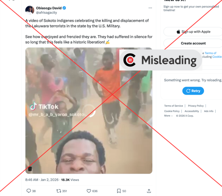 Video of youths rejoicing after winning competition falsely used to depict Sokoto residents’ excitement over US  military strike