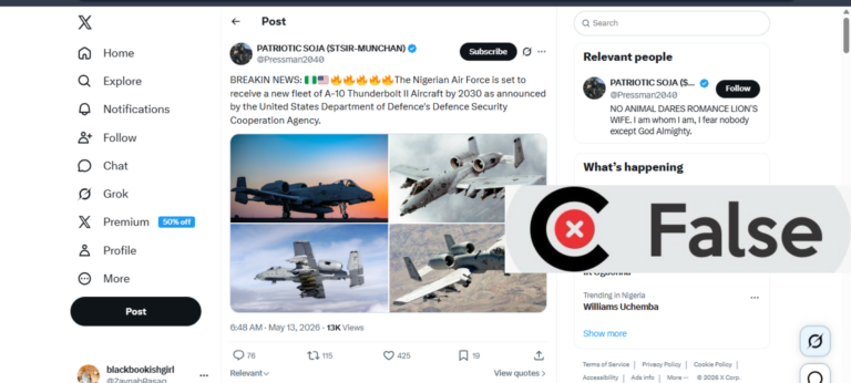 US did not approve sale of A-10 Thunderbolt aircraft to Nigeria
