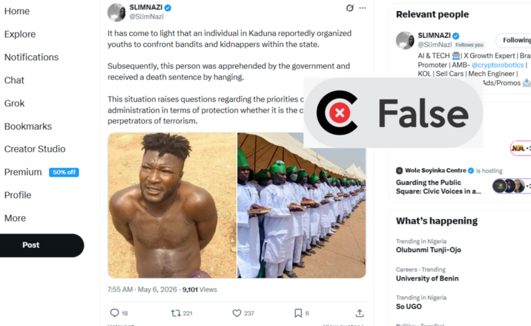 No, image does not show man sentenced to death for defending residents in Kaduna