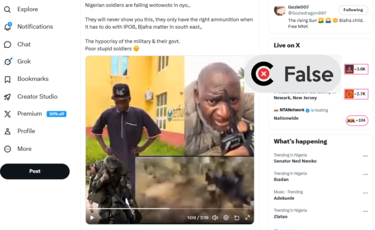 Old skit falsely shared as Nigerian soldiers losing battle against Oyo kidnappers