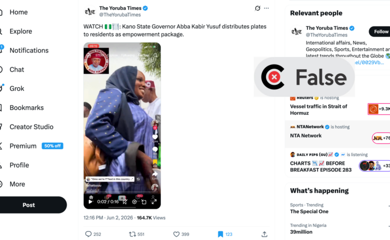 Video does not show Kano governor distributing plates as empowerment package