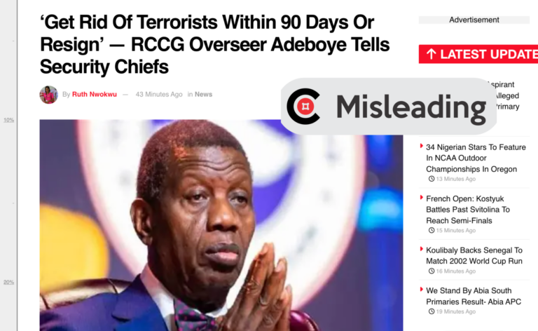 Video of Adeboye asking security chiefs to resign over insecurity is not recent