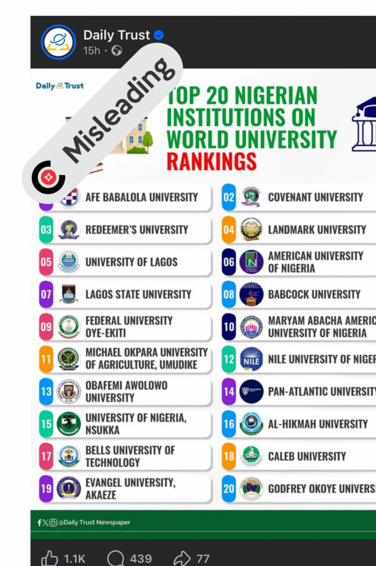 World University Rankings : Why Daily Trust’s infographic is still misleading