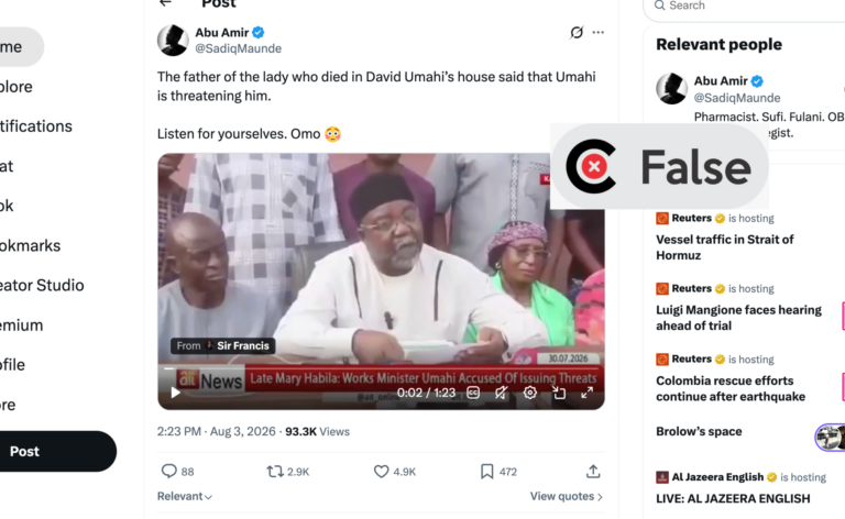 Video does not show Mary Habila’s father accusing David Umahi of threat