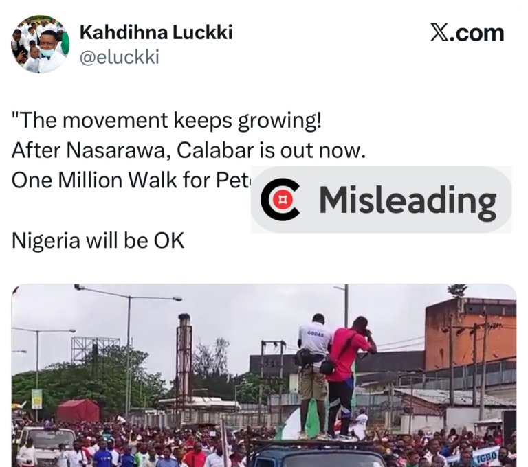Old Calabar rally video falsely linked to Peter Obi’s 2026 ‘One Million Walk’