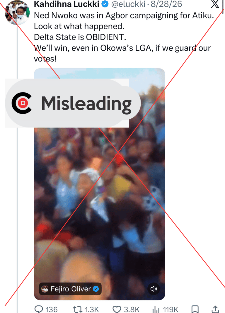 Old footage of Ned Nwoko misrepresented as 2027 Atiku campaign