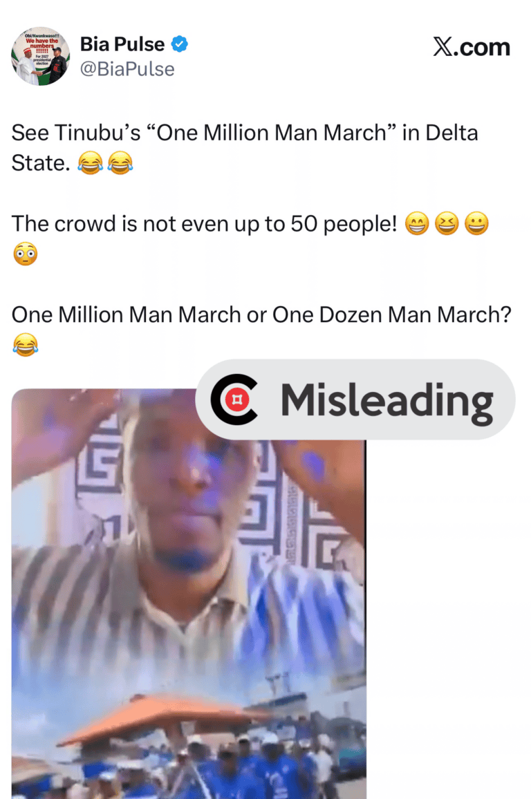 Old video recirculated as Tinubu’s ‘One Million Man March’ in Delta State