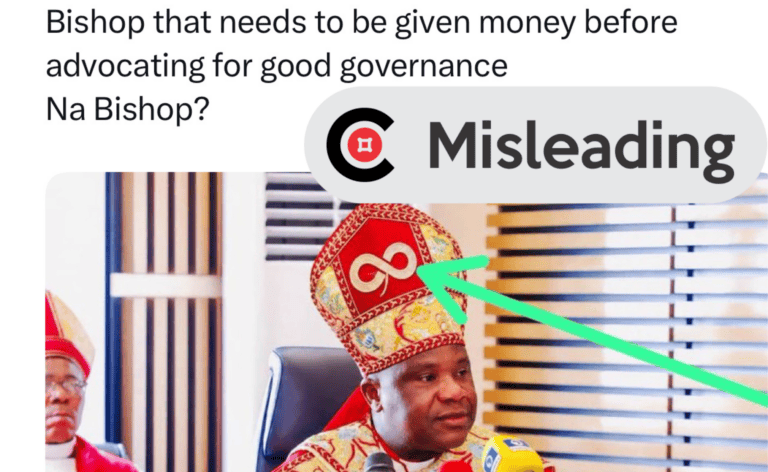 Altered photo falsely shows bishop wearing Tinubu insignia